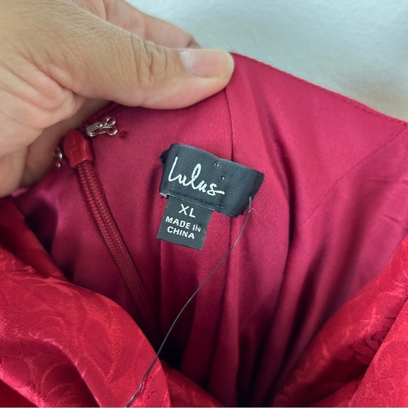 NWT Lulu's You're My Type Red satin jacquard midi slip dress size: XL - Picture 9 of 13